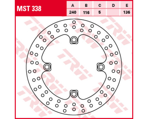 Trw lucas задній гальмівний диск honda cbr 500 / cb 500 f / x 13-, cbf 500 04-08, cb / cbf / cbr 600 / hornet 04-15, cb / cbr 650 14-18, cbf 1000 06-16