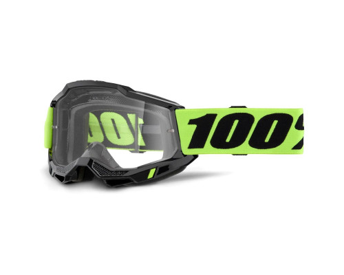 100 PROCENT Accuri 2 Ендуро Мото Окуляри Подвійна Прозора Лінза Чорний/Жовтий Fluo