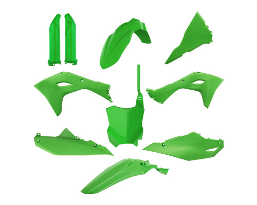 Повний комплект polisport kawasaki kxf 450 '24-'25 передня панель (8665900001) та кришки амортизаторів (8351800005) зелений
