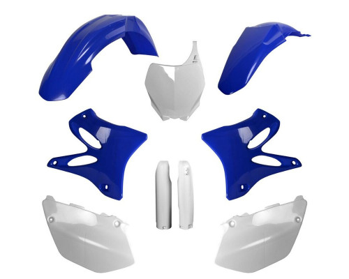 Повний комплект polisport YAMAHA yz 125/250 '06-'07 передня панель (8658100001) та кришки амортизаторів (8398100001) колір синій білий oem