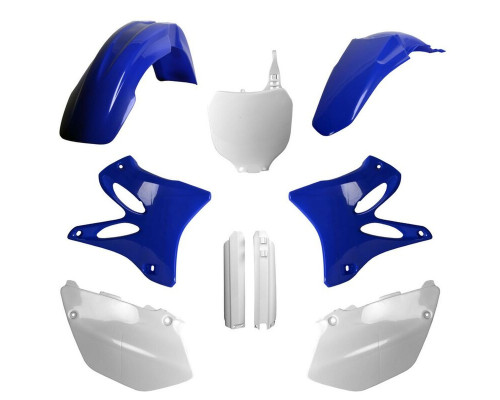 Пластиковий набір polisport (повний комплект) YAMAHA yz 125/250 '02-'04 передня панель (8658000001) та кришки амортизаторів (8392000001) колір синій білий oem