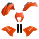 Пластиковий комплект polisport (повний комплект) ktm exc/exc-f '08-'11 передня панель (8666700001) та накладки на амортизатори (8398500003) колір помаранчевий oem
