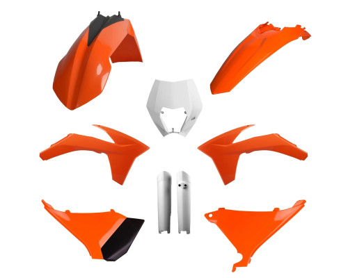 Повний комплект polisport для ktm exc/exc-f '12-'13, включаючи передню панель (8666700002) та накладки на амортизатори (8398500002) помаранчевий oem