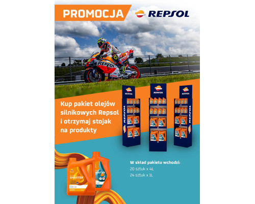 Пакет моторного масла repsol з підставкою