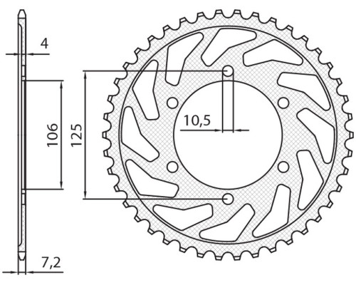 Задня зірочка sunstar 4529 49 triumph 675 '06-'16 (jtr2014.49) (ланцюг 525) (452949jt)