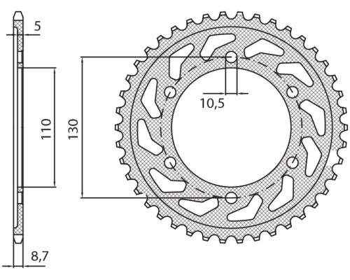 Зарінка задня sunstar 4440 48 yamaha r6 03-05 (jtr1875.48) (ланцюг 532) (444048)