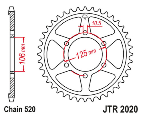 Зарінка jt 4530 51 (453051jt) triumph daytona 660 '24-, tiger sport 660 '24-'24, trident 660 '21-'24 (ланцюг 520)