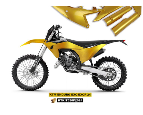 UFO повний комплект з кришками для телескопів ktm exc 150 / 250 / 300 tbi '24-'25, exc-f 250 / 350 / 450 / 500 '24-'25 золотого кольору