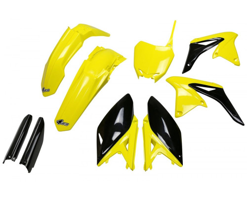 Повний пластиковий комплект UFO з чохлами для телескопів suzuki rmz 250 '10-'18 колір oem '17 (жовтий/чорний) (su416e999k) (su416e999k)