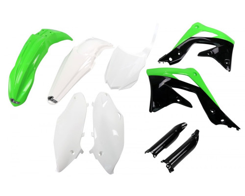 Повний комплект UFO з чохлами для телескопів kawasaki kxf 450 '13-'15 колір oem (зелений/білий/чорний) (ka220e999) (kawasaki kxf 450 '13-'15) (ka220e999)