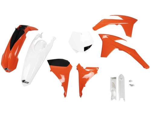 Повний пластиковий комплект UFO з чохлами для телескопів ktm sxf '11-'12, sx '12 колір oem (помаранчевий/білий) (kt510e999) (kt510e999)