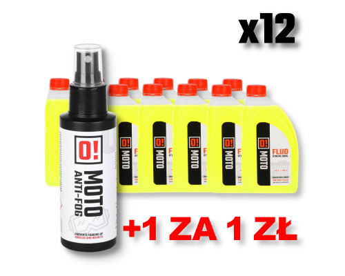 Omoto набір 12 охолоджуючої рідини 1л o! fluo xtreme cool + omoto anti-fog препарат для скалок та стаків 100мл o! протизатумання