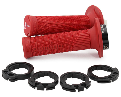 Domino off road d-lock grip (з адаптерами для фаркопів - ktm, husqvarna, gasgas, HONDA, kawasaki, suzuki, YAMAHA) колір червоний