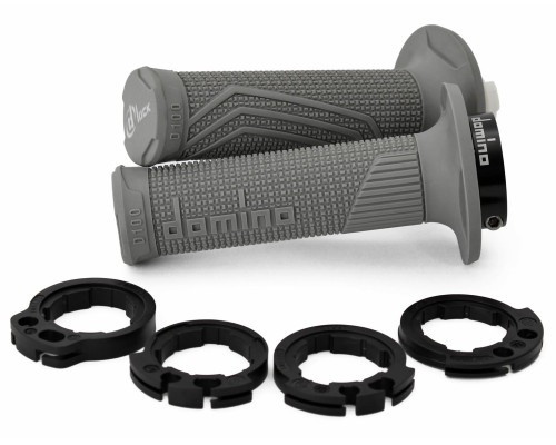 Domino off road d-lock grip (з адаптерами для фаркопів - ktm, husqvarna, gasgas, HONDA, kawasaki, suzuki, YAMAHA) колір сірий