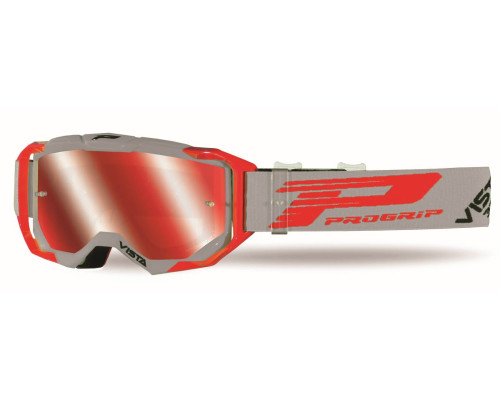 Progrip PG3303-288 FL МотоОкуляри Антискретч, Антифог, Анти-UV, Світлочутливі, Сірий/Червоний