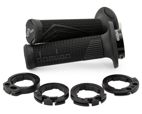 Domino off road d-lock grip (з адаптерами для фаркопів - ktm, husqvarna, gasgas, HONDA, kawasaki, suzuki, YAMAHA) колір чорний
