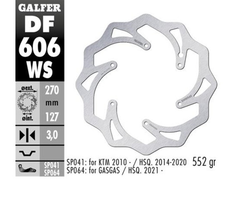 Гальмівний диск galfer передний ktm sx/ex, husaberg, husqvarna, газ газ хвиля (270x127x3mm)