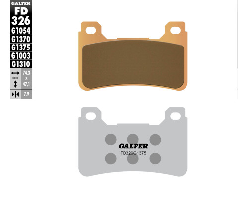 Гальмівні колодки galfer kh390 sintered metal (gold) sport front (HONDA cbr 600rr '05-'16, cbr 1000rr '04-16, vfr 800f '14-18, vfr 800x '15-17, cb 1000/1100)