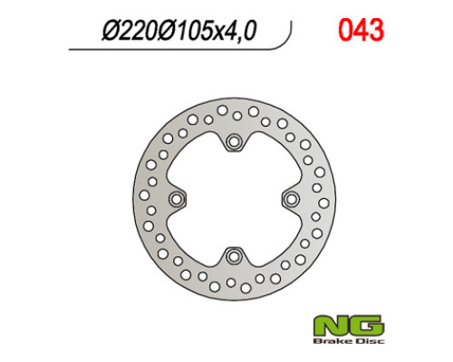 Ng гальмівний диск задній honda xl 125v varadero '01-'13, xr 400 '95-05, xr 250 '91-04, cbr 125 r '03-'17, crf 230 '07-12, suzuki ltz 400 '03-'15, lta400,lt-f 400 задній (220x10 5х4 мм) (4х10,5 мм)