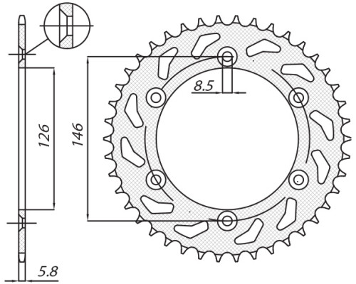 Задня зірочка sunstar 808 49 suzuki rm/rmz (jtr808.49) (ланцюг 520) (80849jt)