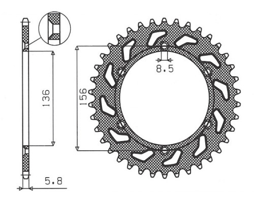 Зарідня зірочка sunstar 702 49 husqvarna sms 125 '01-12, suzuki dr 250 (90-03) (jtr822.49) (ланцюг 520) (70249jt)