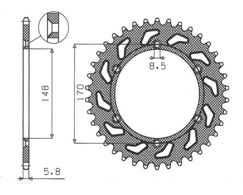 Зарідня зірочка sunstar 804 42 suzuki dr 600 (85-89), dr 650 (90-95) (jtr828.42) (ланцюг 520) (80442jt)