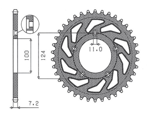 Задня зірочка sunstar 4443 38 ducati 749 '03-'06 (jtr744.38) (ланцюг 525) (444338jt)
