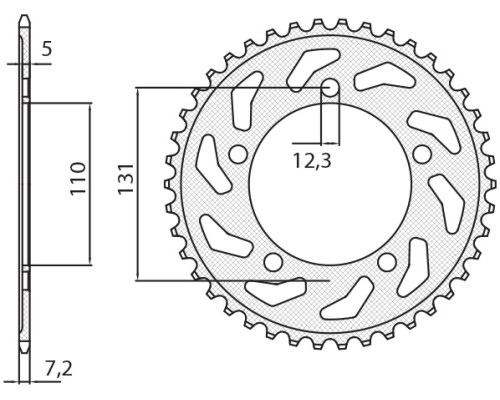 Задня зірочка sunstar 4585 44 bmw s 1000 rr '09-'11 (jtr7.44) (ланцюг 525) (458544jt)