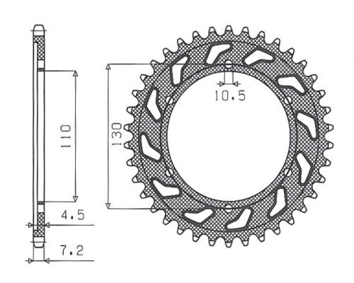 Задня зірочка sunstar 4385 48 yamaha r6 '06-'15, mt-09 '14-'15 /world raid 700 19-23 (+3), suzuki gsxr 750 '11-'15 (+3) (jtr1876.48) (ланцюг 525) (438548jt)