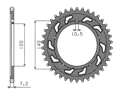 Задня зірочка sunstar 4398 44 suzuki/triumph (jtr1792.44)* (ланцюг.525) (439844jt)