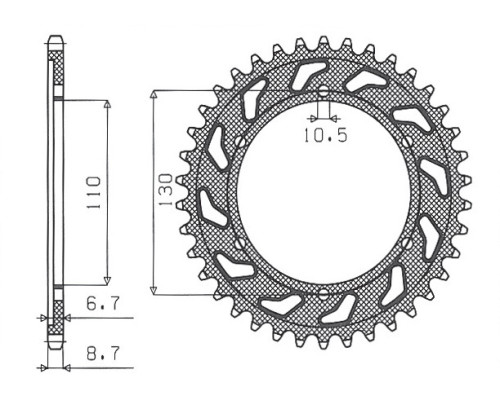 Задня зірочка sunstar 241 39 yamaha xjr 1300 '04-'06, mt-01 '05-'11 (jtr479.39) (ланцюг 530) (24139jt)