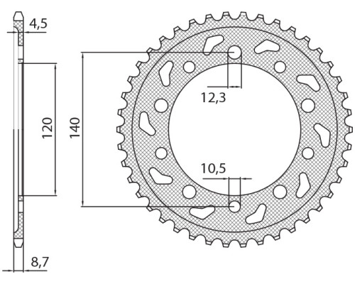 Задня зірочка sunstar 4409 42 suzuki gsxr 1000 '01-'06 (jtr1800.42) (ланцюг 530) (440942jt)