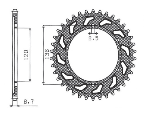 Зарідня зірочка sunstar 864 44 yamaha xj 600 h,n 84-91, yx 600 radian 86-87 (jtr862.44) (ланцюг 530) (86444jt)