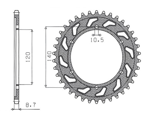 Зарінка задня sunstar 498 45 kawasaki zzr 600 90-92 (jtr499.45) (ланцюг 530) (49845jt)