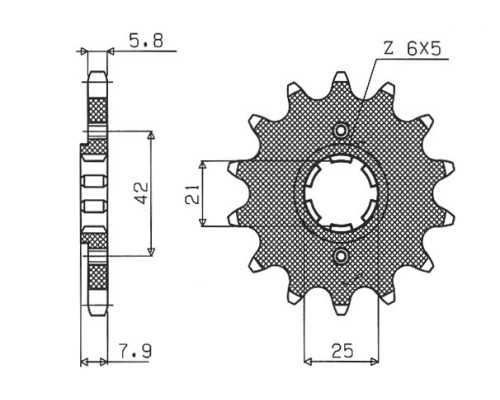 Зірочка передня sunstar 575 15 yamaha xt 600 '83-'86, tt600, xt550 (jtf575.15) (ланцюг 520) (57515jt)