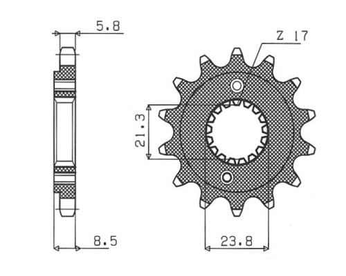 Зірочка передня sunstar 2071 15 honda xr 400 '96-'05, trx 400 (jtf1322.15) (ланцюг 520) (207115jt)