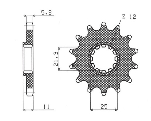 Зірочка передня sunstar 727 14 husqvarna cr/wr/tc/te 125/250/300/310/410/510/610 (jtf824.14) (ланцюг 520) (72714jt)