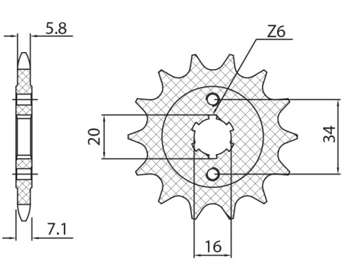 Зірочка передня sunstar 2247 14 ktm 125 duke '11-'21, ktm 200 duke '12-'20 (jtf1903.14) (ланцюг 520) (224714jt)