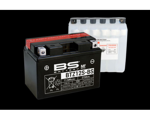 Bs батарея btz12s-bs (ytz12s, ytz12s-bs) 12v 11ah 150x86x110 не обслуговується - електроліт окремо (210a) (4) ue2019/1148