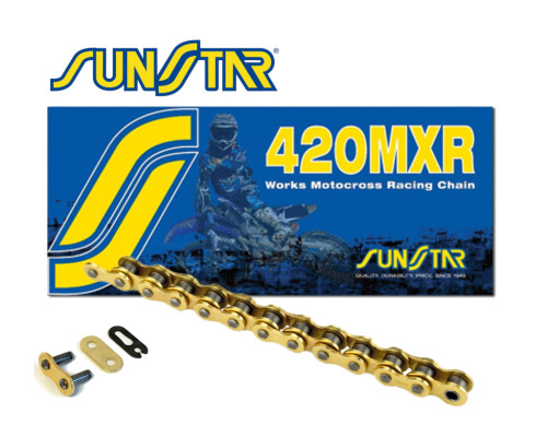 Ланцюг приводний sunstar 420mxr-130g (420nz3) motocross до 150 cc (золотий колір) (22.2kn) відкрито + посилання