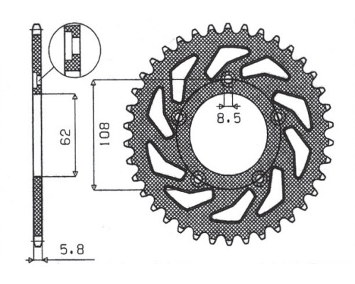 Задня зірочка sunstar 714 43 aprilia rs 125 '93-'05 (jtr701.43)* (ланцюг 520) (71443jt)
