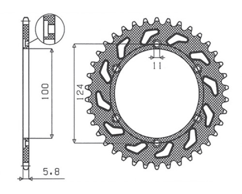 Задня зірочка sunstar 1027 45 ducati monster 696 '08-'13 (jtr735.45) (ланцюг 520) (102745jt)