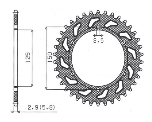 Задня зірочка sunstar 899 42 ktm sx/exc (jtr897.42) (ланцюг 520) (89942jt)