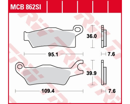 Гальмівні колодки trw lucas kh618 спечений метал offroad can-am outlander 800 / 1000 12-, renegade 1000 12-, ліва передня