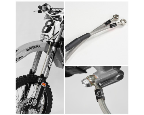 Moto-master сталевий гальмівний шланг передний газовий, husqvarna, ktm sx/sxf 125/450 '04- (див. опис продукту) хрест