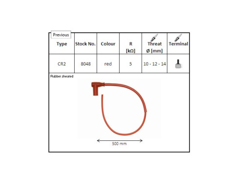 NGK ГУМОВИЙ КУТОВИЙ КОВПАК ІСКРИ (90) 50 CMM WIRE ЧЕРВОНИЙ (№ 8515)