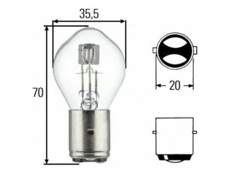 Hella bulb s2 45/40w 12v ba20d (лампочка)