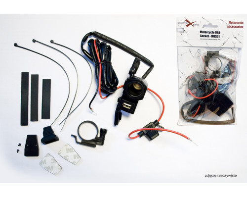 Biketec гніздо запальнички для мотоцикла з USB і запобіжником монтаж на кермо чорний