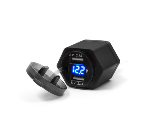 BIKETEC РОЗЕТКА ДЛЯ МОТОЦИКЛА MUS42 DIN ISO 4165 BMW AND TRIUMPH USB І ВОЛЬТМЕТР - Кріплення на кермо