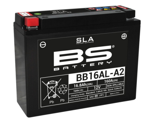 Bs акумулятор bb16al-a2 (fa) (yb16ala2) 12v 16ah 205x71x164 не обслуговується - залив (160a) (4)